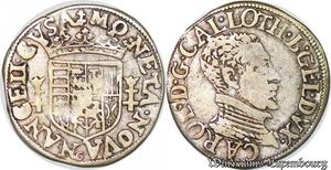 S6822 Loaine Duché Lorraine Charles III 1/4 Quart teston buste Nancy Argent