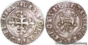 S6875 Charles VI Bien-Aimé 1380-1422 Gros Florette Paris mint Silver SUP