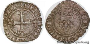 S6876 Charles VI Bien-Aimé 1380-1422 Gros Florette Paris mint Silver TTB