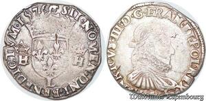 S6907 Rare Henri III teston 3e type 1576 L Bayonne Argent