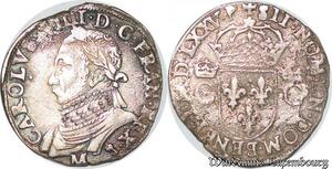 S6909 Henri III Charles IX 1574-1576 Teston 8ème type 1575 M Toulouse Argent