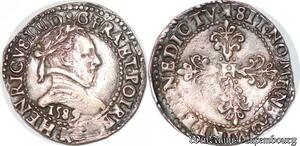 S6911 Rare Henri III demi-Francau col plat 1589 K Bordeaux Argent
