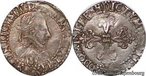 S6913 Henri III Quart de Francau col plat 1588 K Bordeaux Argent Silver