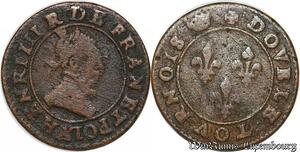 S6935 Henri III Double tournois 2e type Paris frappé moulin études 1591-1592
