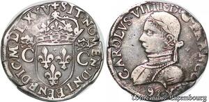 S6937 Rare Teston Henri III Charles IX 2e type 1575 9 Rennes Argent ->F offre