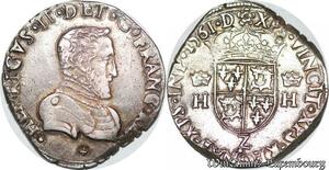 S6944 Rare Henri II Teston du Dauphiné 1561 Z Grenoble Argent Silver superbe
