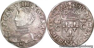 S6948 Charles IX demi-teston 2e type 1563 M Toulouse Argent