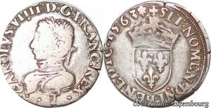S6949 Charles IX demi-teston 5e type 1563 I Limoges Argent