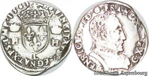 S6950 Charles IX Henri II teston buste lauré 2e type 1561 L Bayonne Argent
