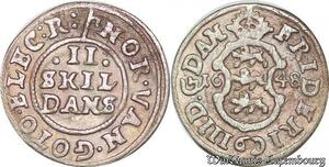 S6971 Danemark 2 Skilling Frederick III 1648 Silver ->Make offer