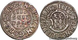 S6973 Danemark 2 Skilling Frederick III 1650 Silver AU ! ->Make offer