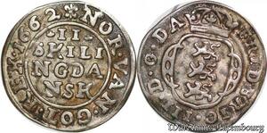 S6977 Danemark 2 Skilling Frederick III 1662 Silver ->Make offer