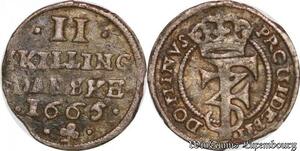 S6979 Danemark 2 Skilling Frederick III 1665 Silver ->Make offer