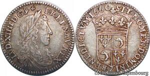 S6996 Rare 1/12 Douzième Ecu buste Louis XIV Dauphiné 1660 Z Grenoble Argent
