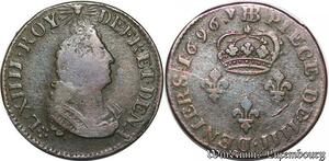 S7005 Louis XIV 'the sin king IIII 4 Deniers légende latine 1696 BB Strasbourg