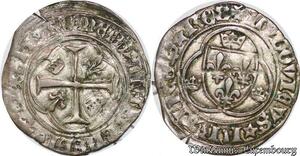 S7032 Louis XI blanc à la couronne 2e émission Tournai Argent Silver