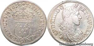S7039 Rare 1/2 Ecu Louis XIV 1659 9 Rennes Argent Silver -&gt;Faire Offre