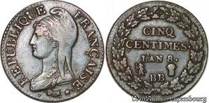 S7080 Rare 5 Centimes Dupré an 8/6 BB Strasbourg ->Faire Offre