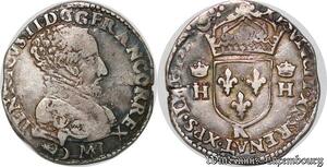 S7094 Rare Type ! François II teston Henri II 3e type 1559 K Bordeaux Argent
