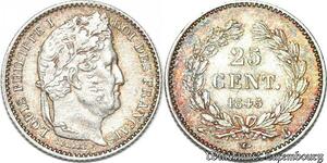 S7131 Rare 1/4 Franc Louis-Philippe 1845 B Rouen Silber ->Angebot M