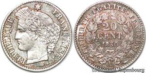 S7133 20 Centimes Ceres 1851 A Paris Oreille Basse Argent Silver ->Faire Offre