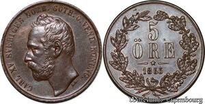 S7152 Sweden Suède Karl XV 5 Ore 1865 Uncirculated ->Make offer