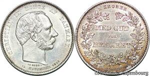 S7158 Danemark 2 Kroner 25e anniversaire Roi Christian IX 1888 SUP Argent