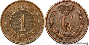 S7163 Denmark 1 Skilling Rigsmont 1867 Christian IX 1867 UNC ! ->Make offer