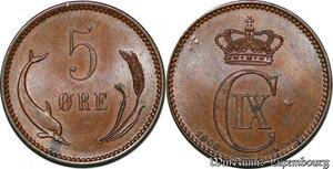 S7164 Rare ! denmark 5 Øre Ore 1906 UNC ! ->Make offer