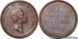 S7176 Denmark 1 Rigsbank Skilling 1813 Dänemark Frederik VI ! Mint State UNC