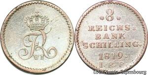 S7181 German States Schleswig-Holstein 8 Reichsbank Schilling 1819 IFF Silver