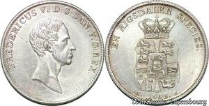 S7189 Denmark Friedrich VI 1808-1839 Rigsdaler 1829 FF Altona Silver AU !