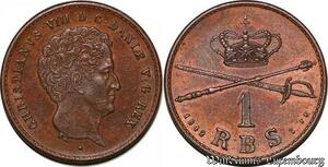 S7196 Denmark Rigsbankskilling 1842 Altona Danemark Christian VIII AU !