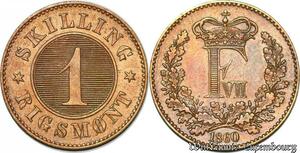 S7198 Danemark 1 Rigsmont Skilling 1860 Dänemark Frederik VII AU ->Make offer