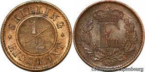 S7199 Danemark 1/2 Skilling Rigsmont 1857 Dänemark Frederik VII AU ! MS