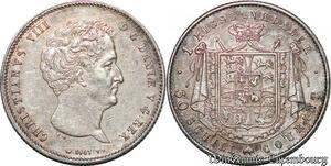 S7205 Rare Danemark Christian VIII Rigsbankdaler 30 Schilling 1847 Silver AU