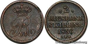 S7210 Denmark Danemark 2 Rigsbank Skilling Frederik VI 1836 +->Make offer
