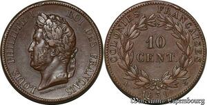 S7215 French Colonial Guadeloupe 10 Centimes 1839 AU ! Red Surfaces