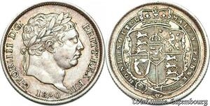 S7235 UK GB great Britain George III 1820 Shilling Silver AU ! ->Make offer