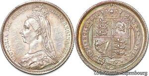 S7237 UK 6 Pence Six Victoria 1887 Silver AU ! MS