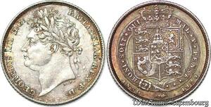 S7238 Very Rare ! Sixpence British GeorgeIIII 1824 Silver AU ->Make offer