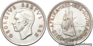 S7243 South Africa 5 Shillings 1952 Capetown Georgeius Sextus Rex Silver