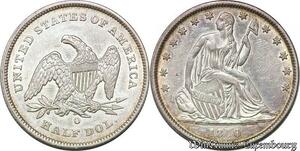 S7256 Scarce USA 50 Cents Half Dollar Liberty Seated 1840 O Silver AU !