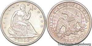 S7262 Scarce USA 50 Cents Half Dollar Liberty Seated 1853 Silver !->Make offer