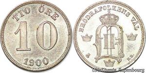 S7288 Sweden 10 Öre 1900 Oskar II Uncirculated Silver ->Make offer