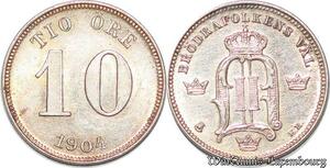 S7289 Sweden 10 Öre 1904 Oskar II Silver ->Make offer