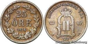 S7296 Sweden 25 Öre Oskar 1876 EB Silver ->Make offer