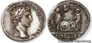 S7320 Rare Roman Empire Denier Romain Jules Ceasar Avgvstvs 7-6 BC Lyon Silver