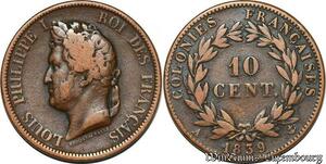 S7351 Guadeloupe 10 Centimes Louis-Philippe 1839 Paris