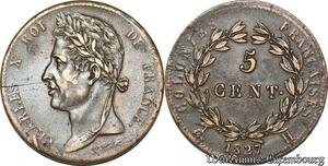 S7352 Charles X 5 Centimes pour les colonies 1827 La Rochelle Splendide